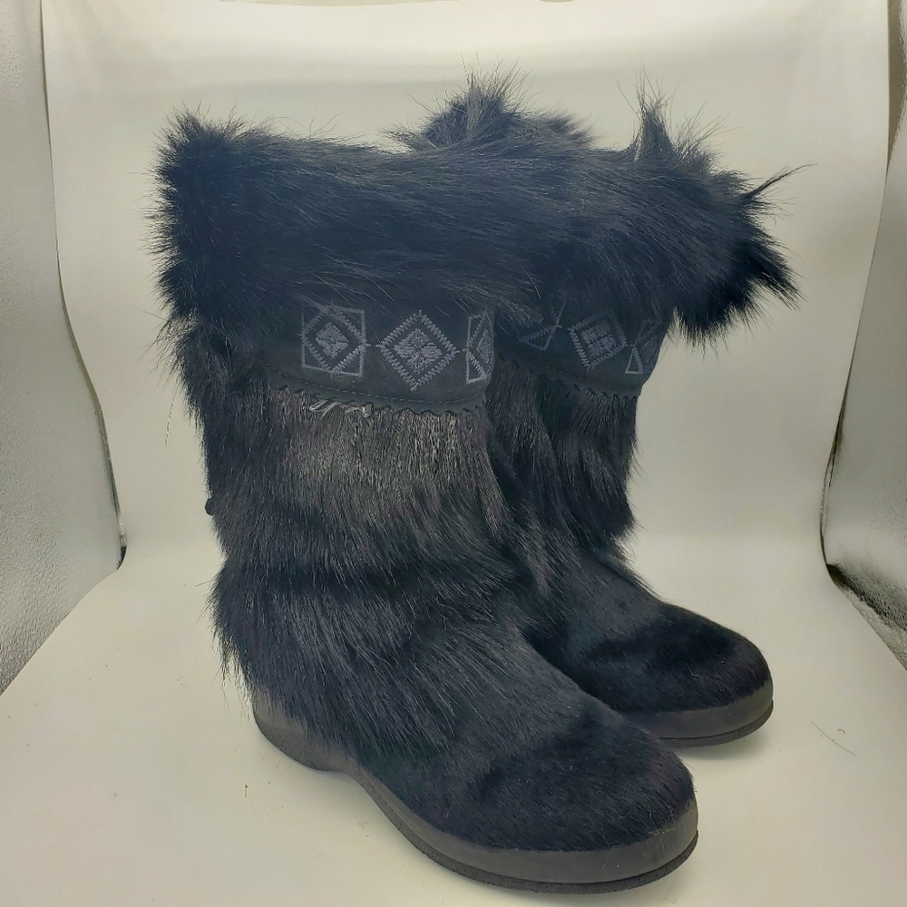 Tecnica Black Vintage Italian Goat Fur Boots